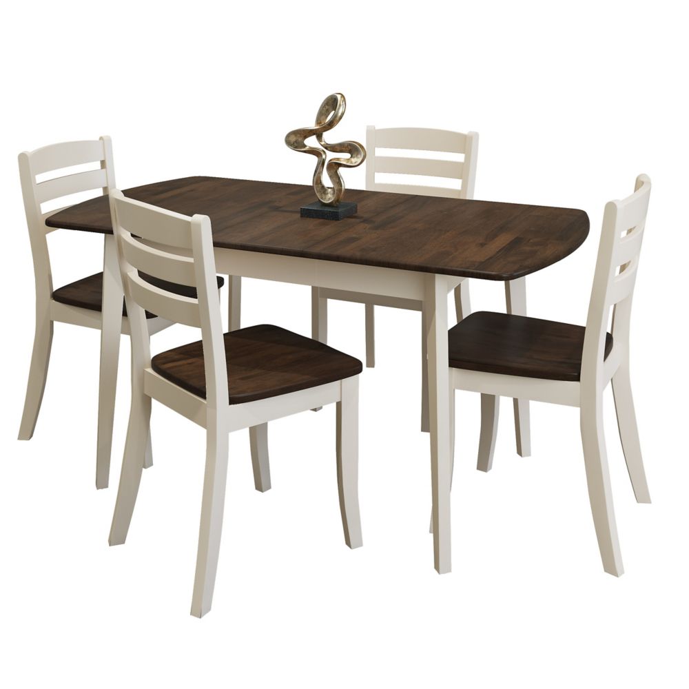 Unique Dark Brown Dining Table corliving dillon 5 piece extendable solid wood dining set in dark brown and cream