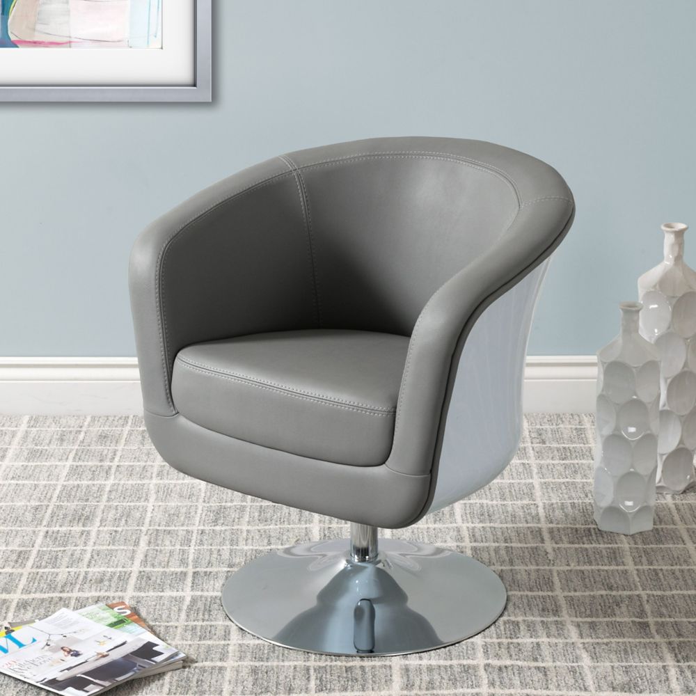 Mod Modern Bonded Leather Tub Chair Grey And White