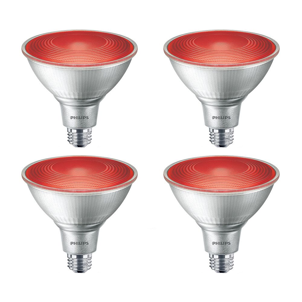 Philips 13.5W=90W Red PAR38 LED Light Bulb (4pack) The Home Depot Canada