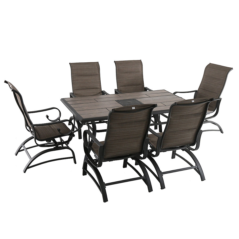 Ensemble table et chaises de jardin basculantes rembourrées River Oak