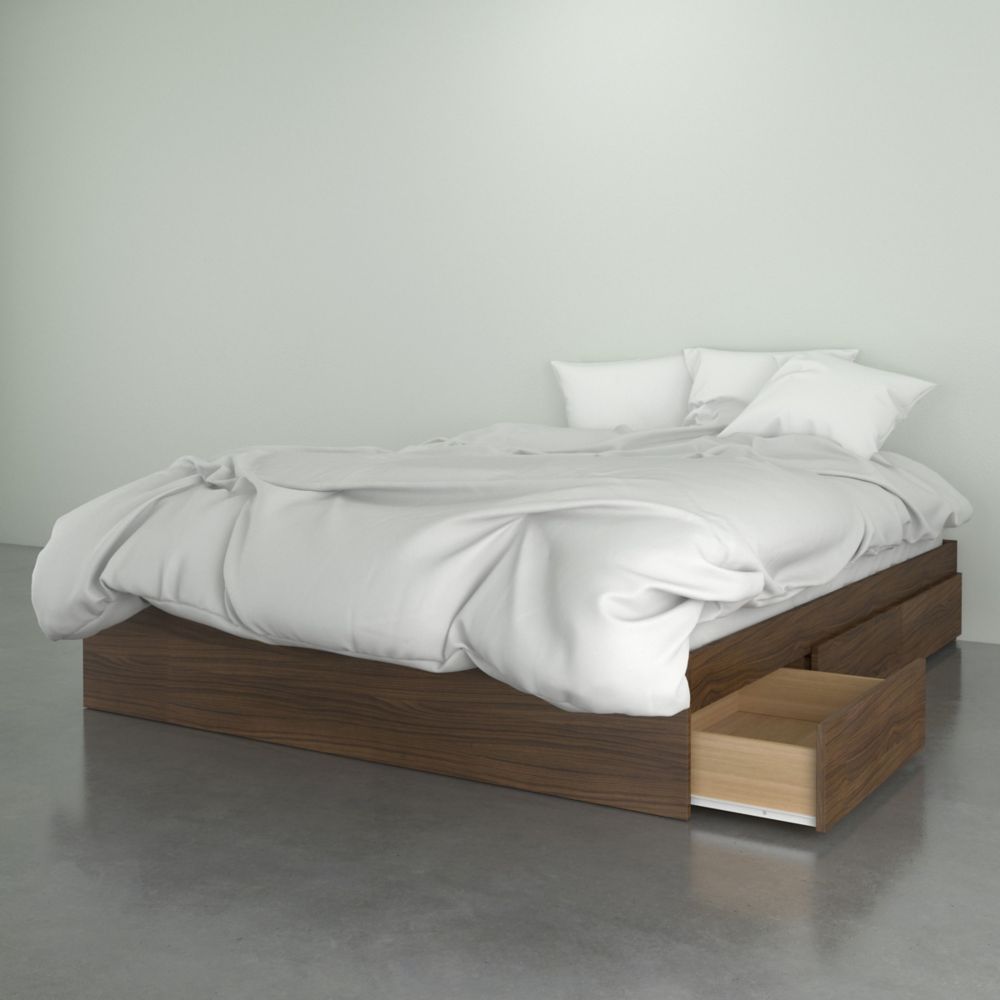 Nexera Alibi 3 Drawer Queen Size Bed Walnut The Home Depot Canada Nexera Alibi 3 Drawer Queen Size Bed Walnut