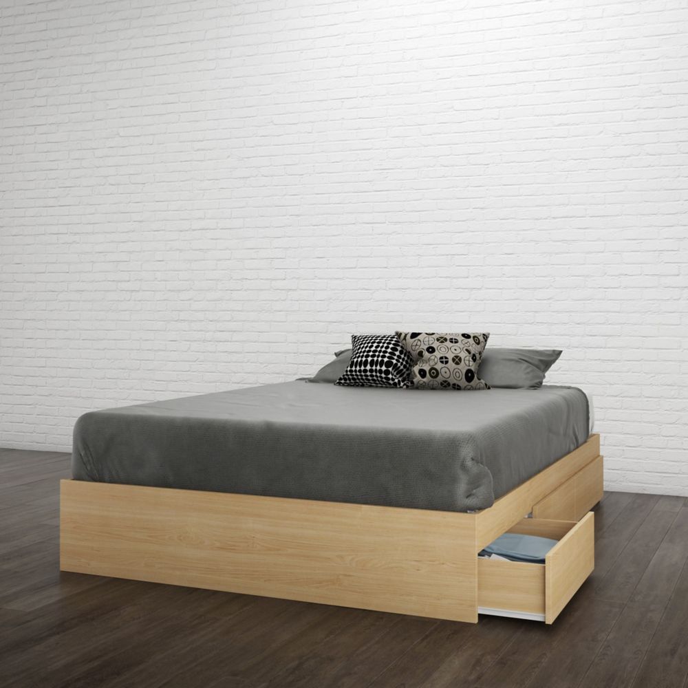 Stockholm 3 Drawer Storage Bed - Full - Natural Maple - Nexera, Brown