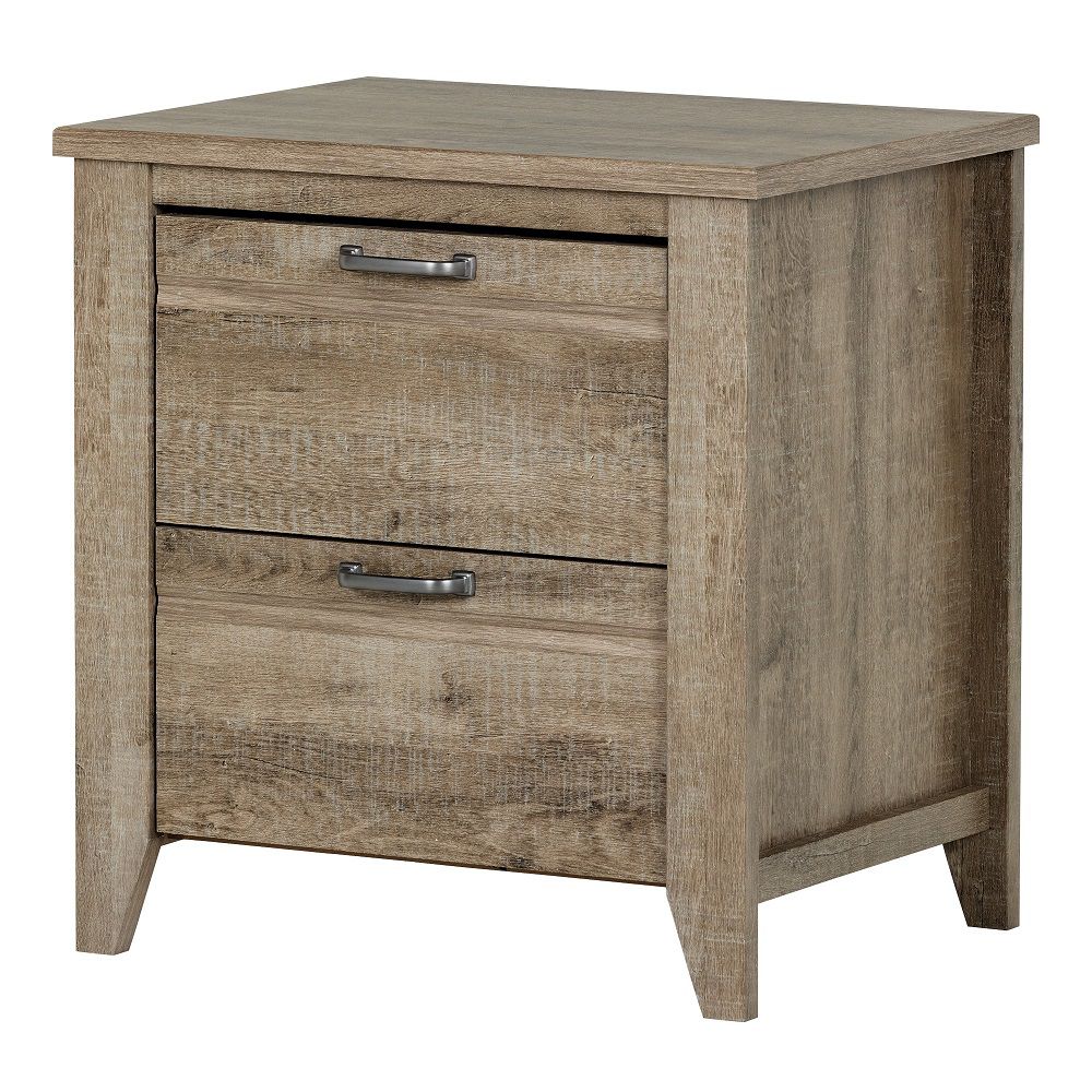 South Shore Lionel 2Drawer Nightstand, Weathered Oak The Home Depot