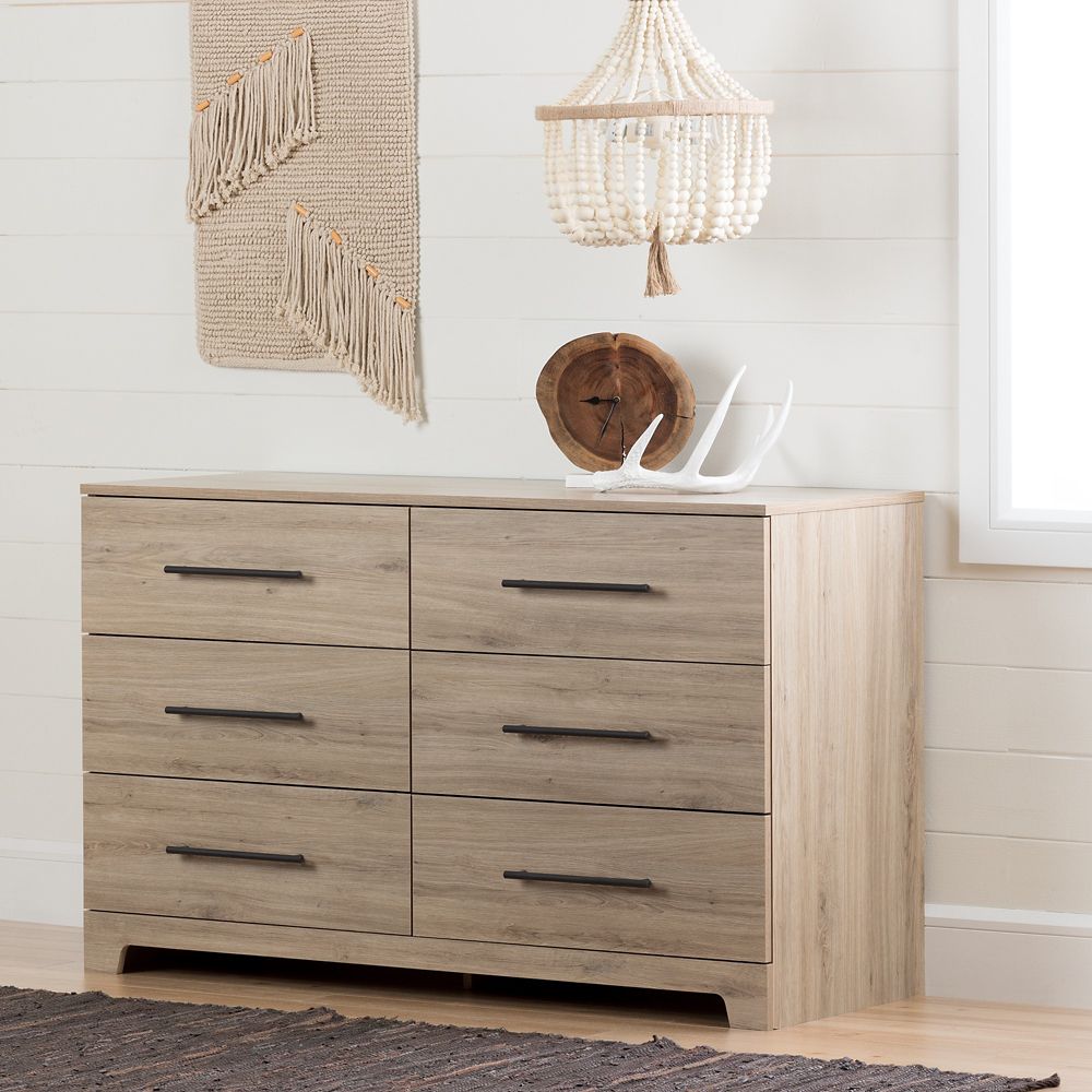 South Shore Primo 6Drawer Double Dresser, Rustic Oak The Home Depot