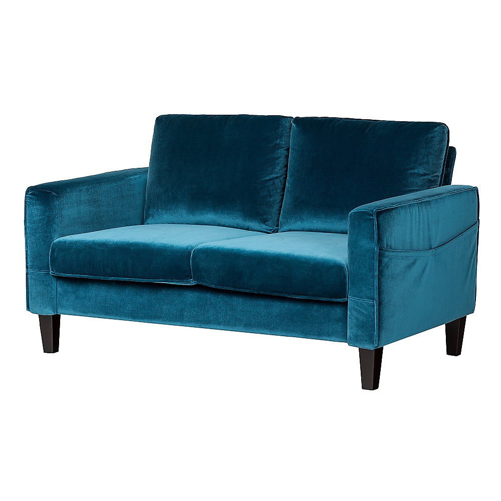 Live It Cozy 2 Seat Sofa In Velvet Blue