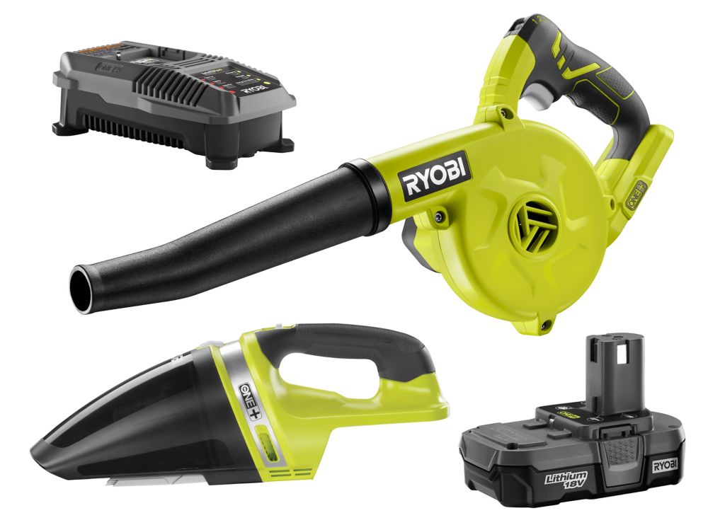 RYOBI Ensemble combiné balayeuse et aspirateur sans fil 18V ONE+LithiumIon avec batterie