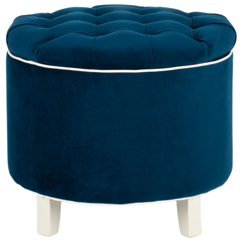 Safavieh Amelia Tufted Storage Ottoman in Navy The Home Depot Canada