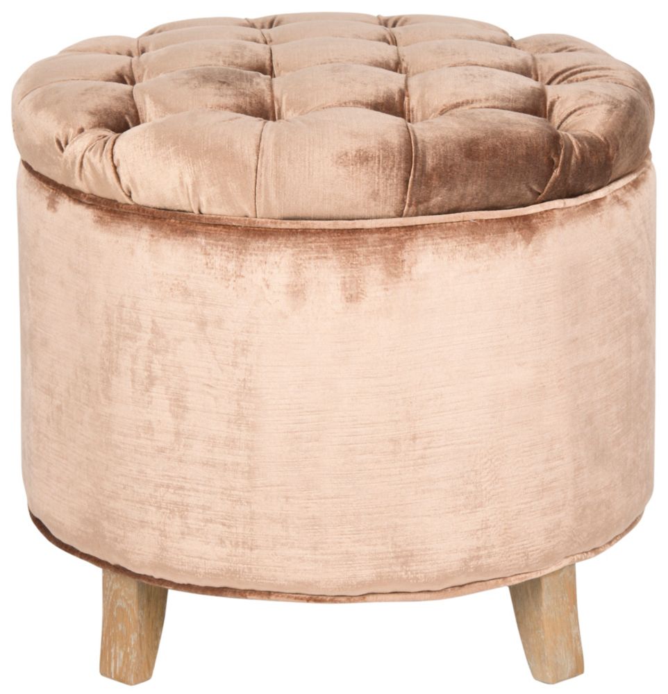 Safavieh Amelia Tufted Storage Ottoman in Mink Brown | The Home Depot ...