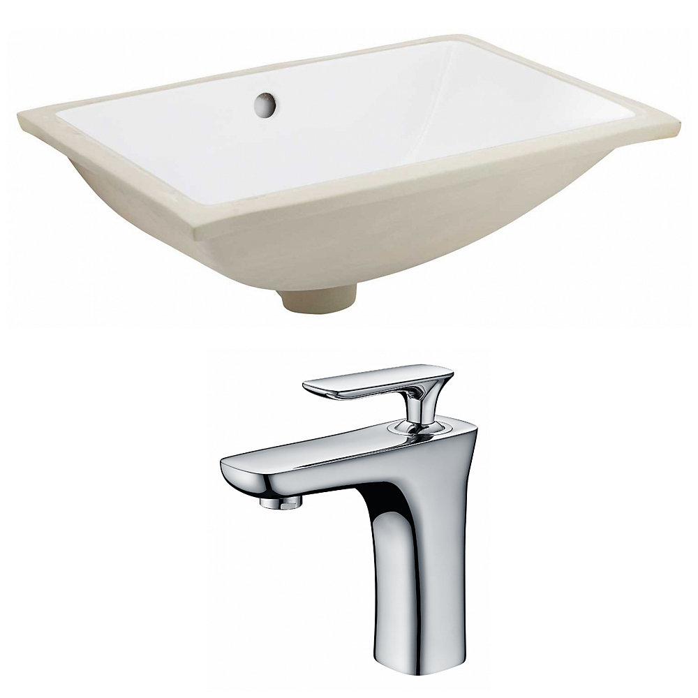 20 75 Inch W Rectangle Undermount Sink Set In White Chrome Hardware With 1 Hole Cupc Faucet
