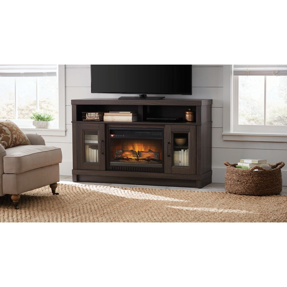 Home Decorators Collection 54inch Media Electric Fireplace in Gray Oak