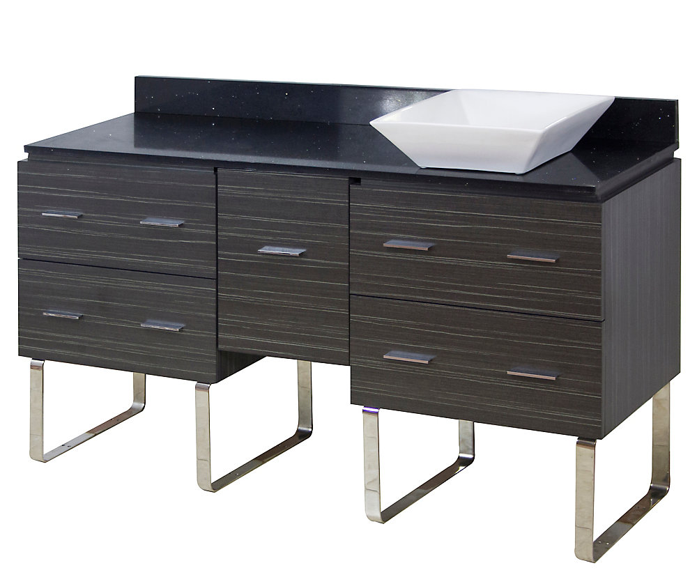 American Imaginations 60 Inch W Floor Mount Dawn Grey Vanity Set American Imaginations 60 Inch W Floor Mount Dawn Grey Vanity Set For Deck Drilling Black Galaxy Top