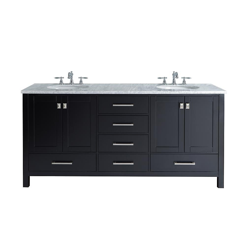 Malibu 72 Inch Espresso Double Sink Bathroom Vanity