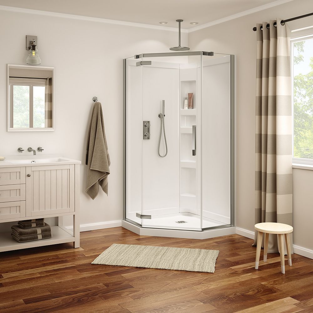 Maax Davana Inch X Inch X Inch Neo Angled Frameless Shower Stall In Brushed Nickel