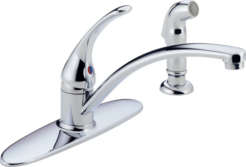 Delta Single Handle Kitchen Faucet with Spray, Chrome | The Home Depot