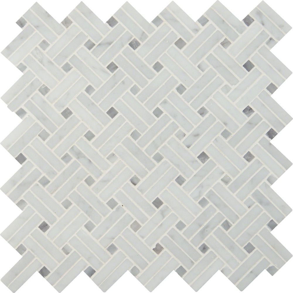 Mosaic Tile Backsplash The Home Depot Canada Msi Stone Ulc Carrara Basket Weave 12 2 Inchx12 Inch Polished