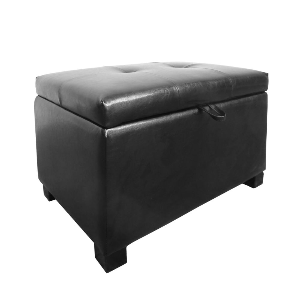 Ottomans The Home Depot Canada Corliving Antonio Storage Ottoman In Black Bonded Leather