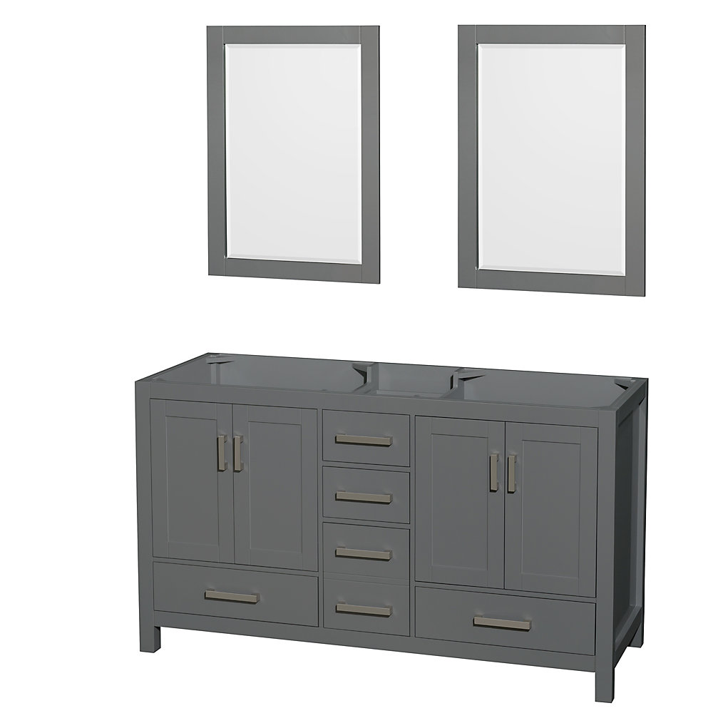 Sheffield 60 Inch Dark Gray Double Vanity No Top Sinks 24 Mirrors