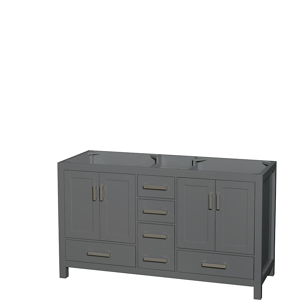 Sheffield 60 Inch Dark Gray Double Vanity No Top Sinks Mirror