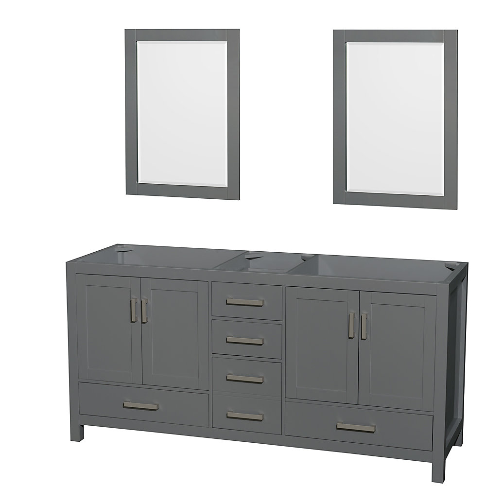 Wyndham Collection Sheffield 72 Inch Dark Gray Double Vanity No Top Wyndham Collection Sheffield 72 Inch Dark Gray Double Vanity No Top Sink 24 Mirrors