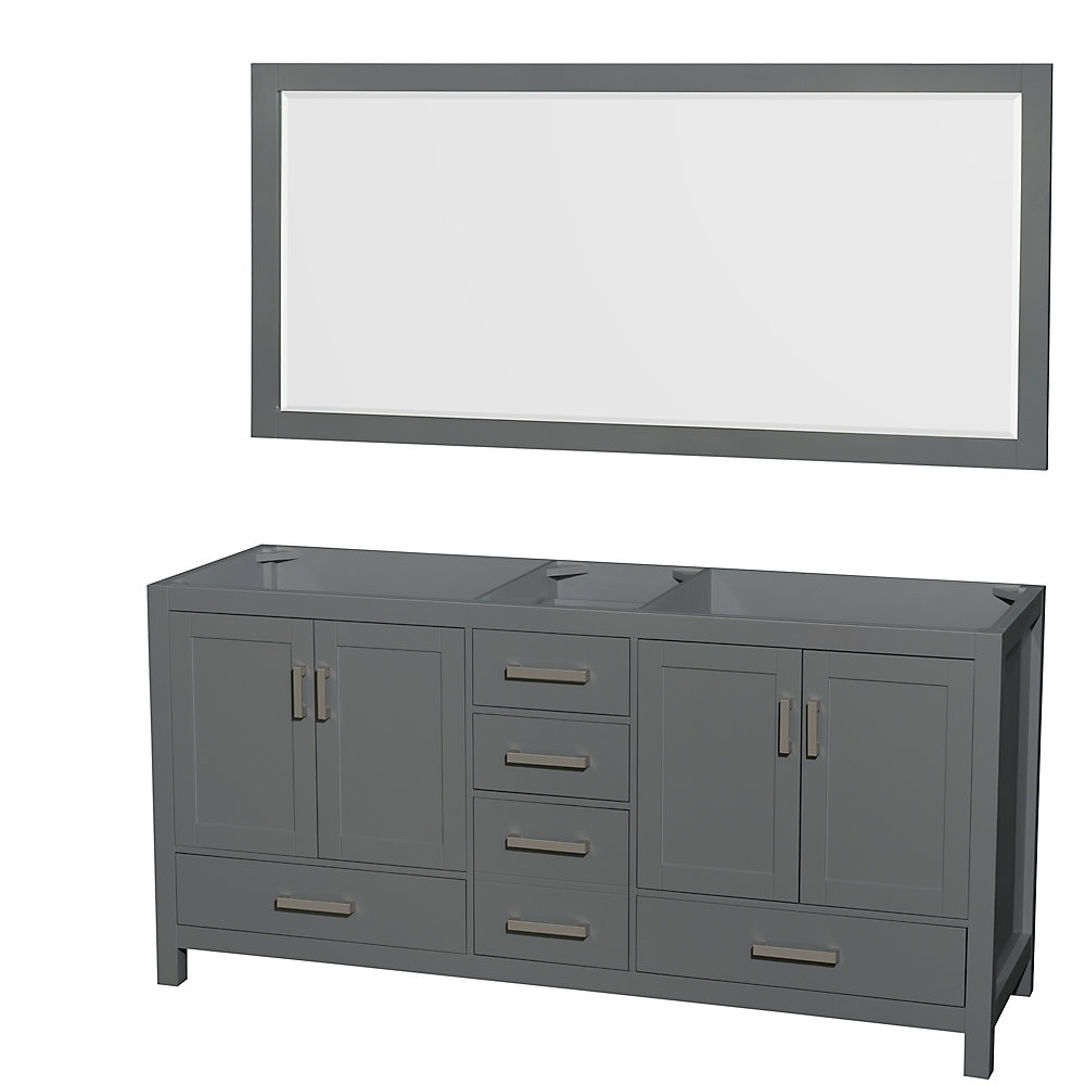 Sheffield 72 Inch Dark Gray Double Vanity No Top Sink 70 Mirror