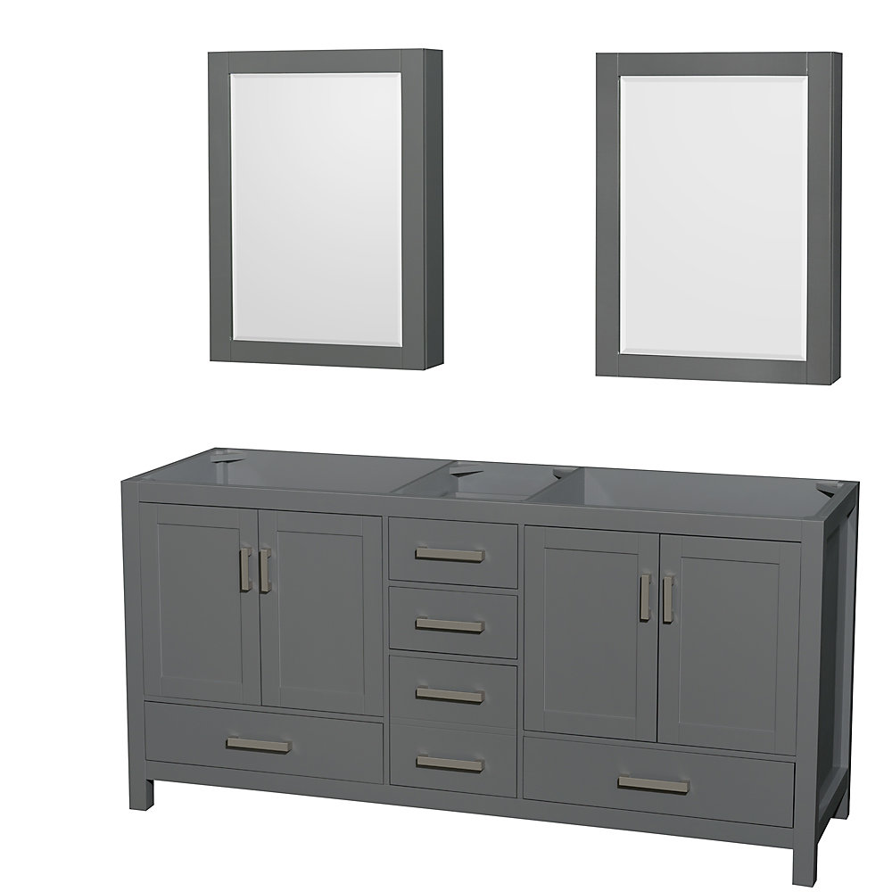 Sheffield 72 Inch Dark Gray Double Vanity No Top Sink Medicine Cabinets