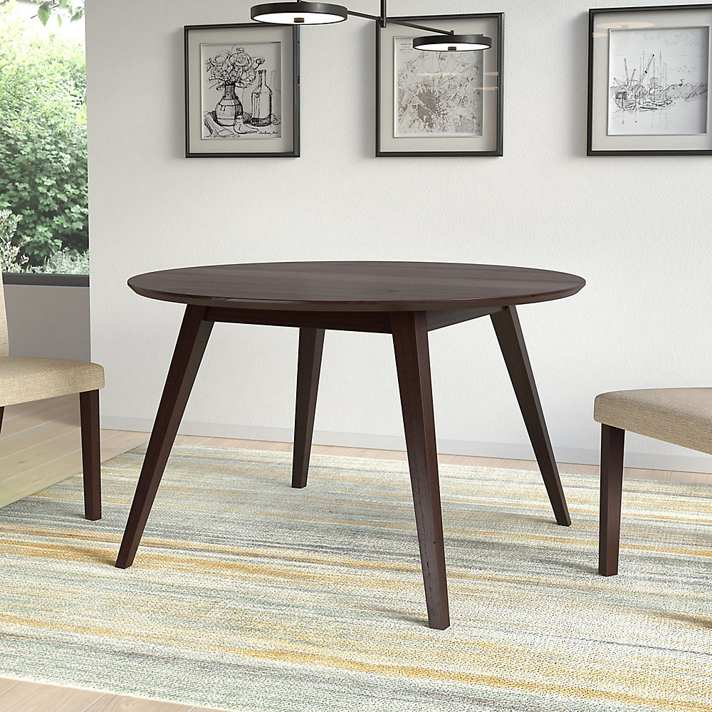 Atwood Round Dining Table In Cappuccino Stained Finish