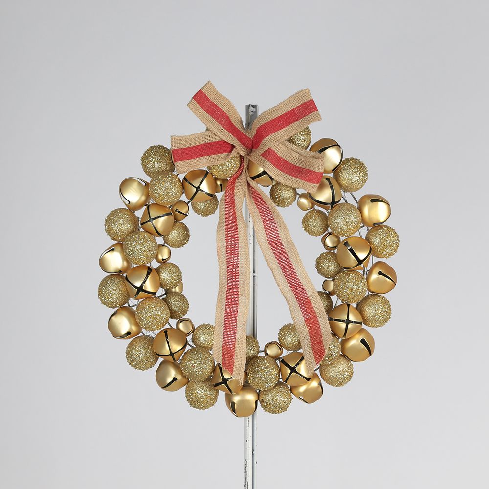 Home Accents Decorative Gold Jingle Bell Wreath The Home Depot Canada