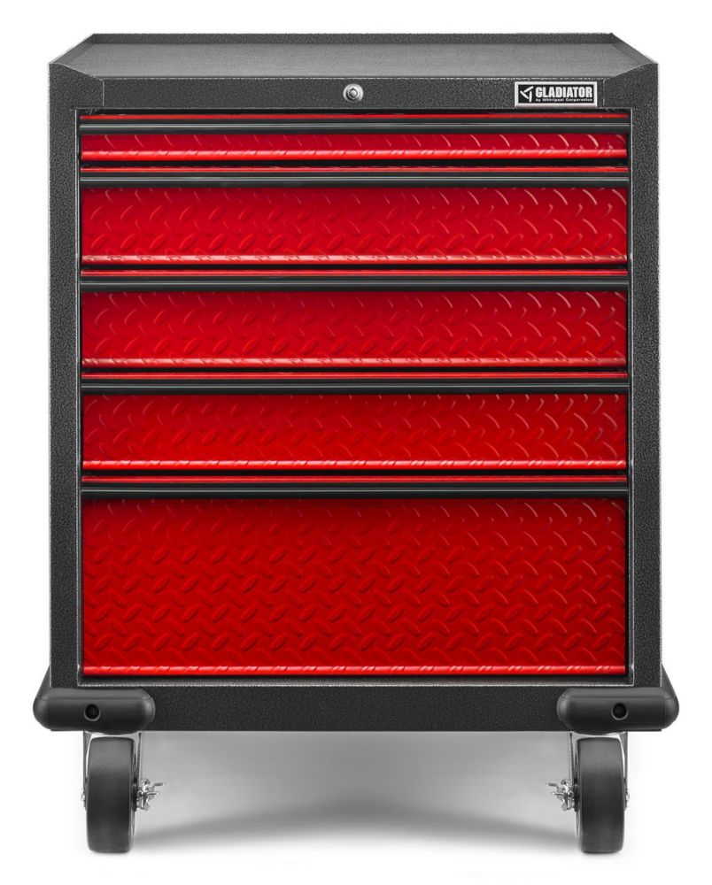 Gladiator Armoire de garage roulante à 5 tiroirs en acier de 35 po H x