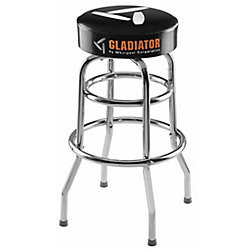 Tabouret de garage pivotant rembourré de 30 po H x 15 po W, prêt-à-assembler, noir et chromé.