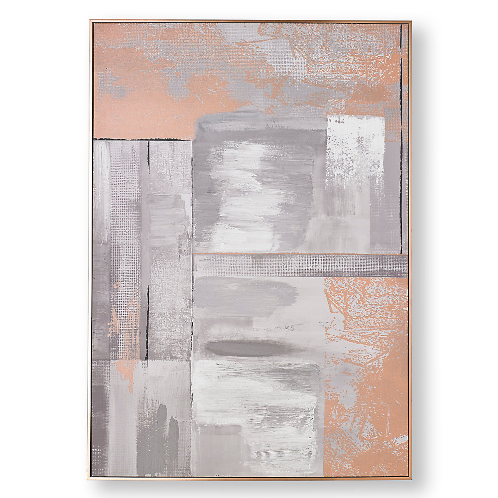 Rose gold glow abstract handpainted wall art