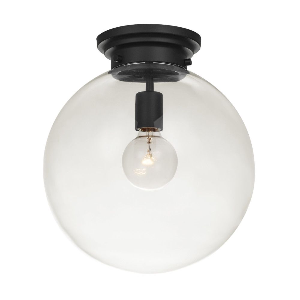 Globe Electric Portland 1 Light Black Semi Flush Mount Ceiling Light Black Semi Flush Mount Ceiling