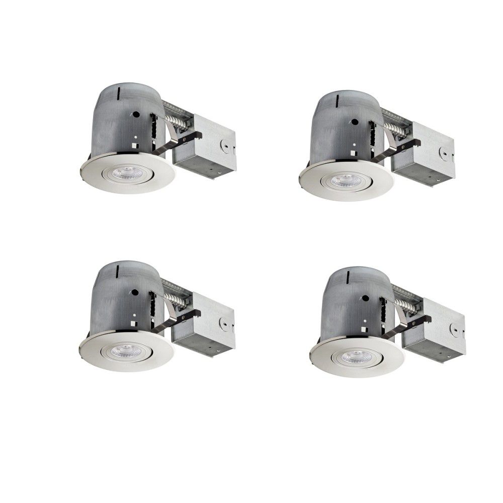 Canarm Ltd 4 Inch Led Brushed Nickel Stepped Baffle Recessed Round Globe Electric 4in Brushed Nickel Ic Rated Dimmable