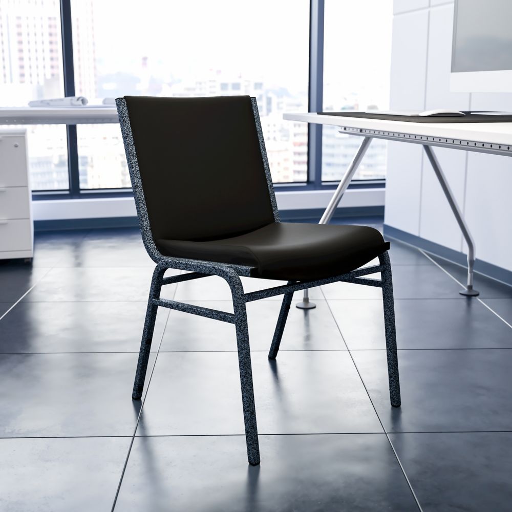 Flash Furniture Heavy Duty Stackable Metal And Vinyl Chair In Black Furniture Heavy Duty Stackable Metal