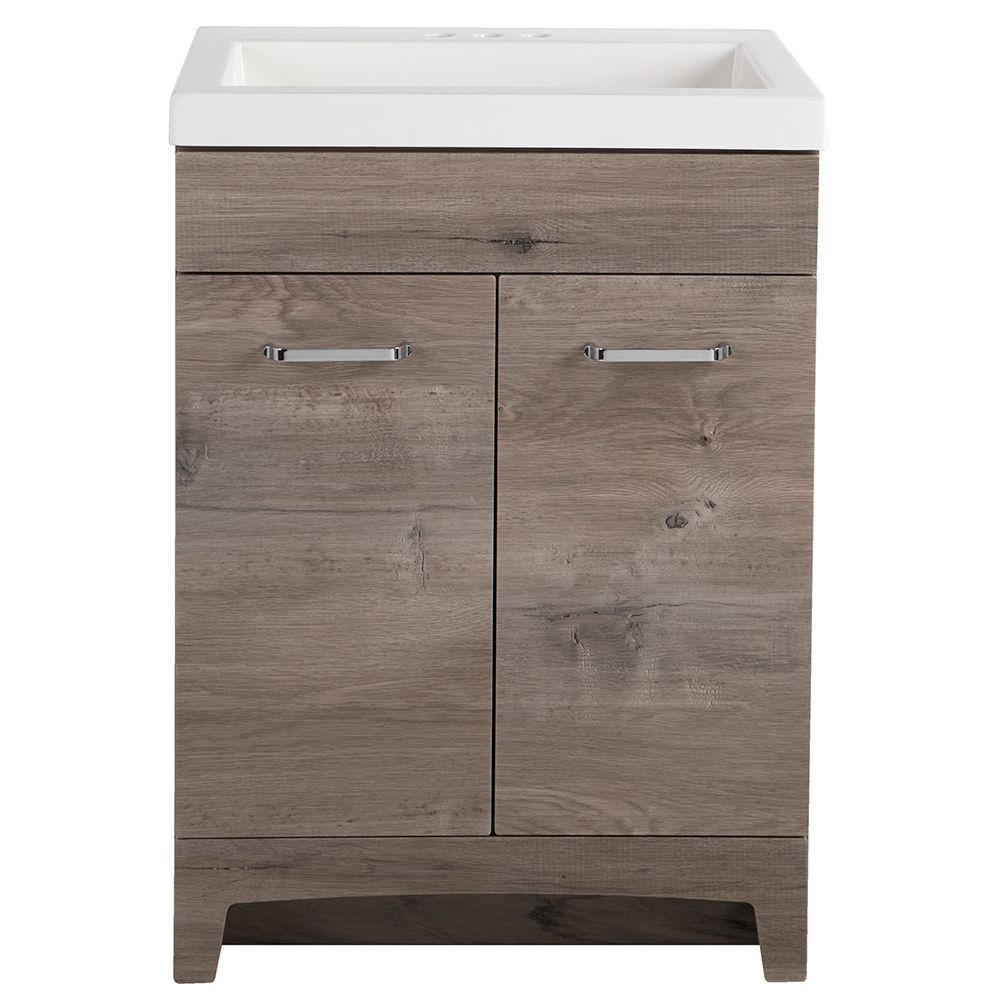 Glacier Bay Stancliff 24 5 Inch W Vanity In White Washed Oak With Glacier Bay Stancliff 24 5 Inch W Vanity In White Washed Oak With Cultured Marble Top And Mirror The Home Depot Canada