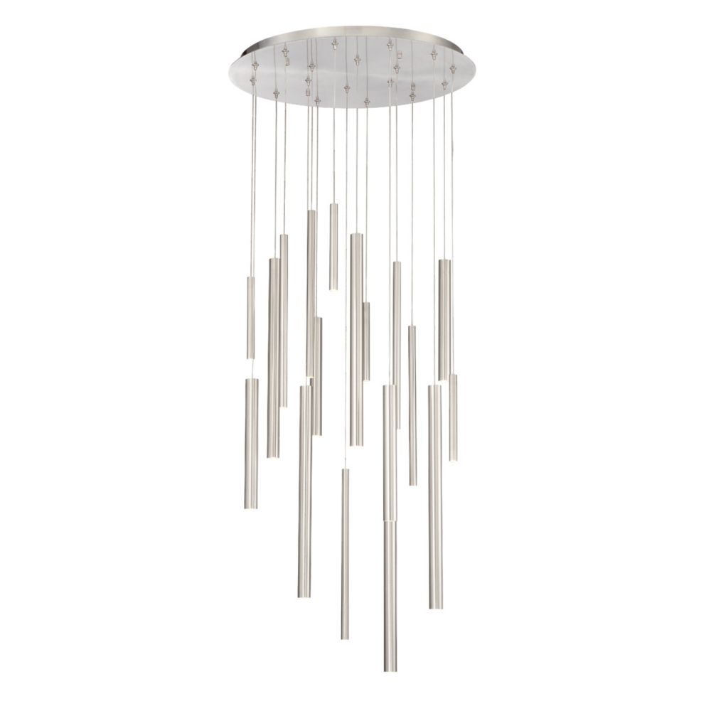 Eurofase Santana Clustered Tubes 18 LED Chandelier in Nickel Finish