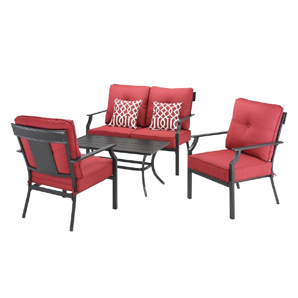 Hampton Bay Coopersmith Steel 4Piece Patio Deep Seating Set in Red