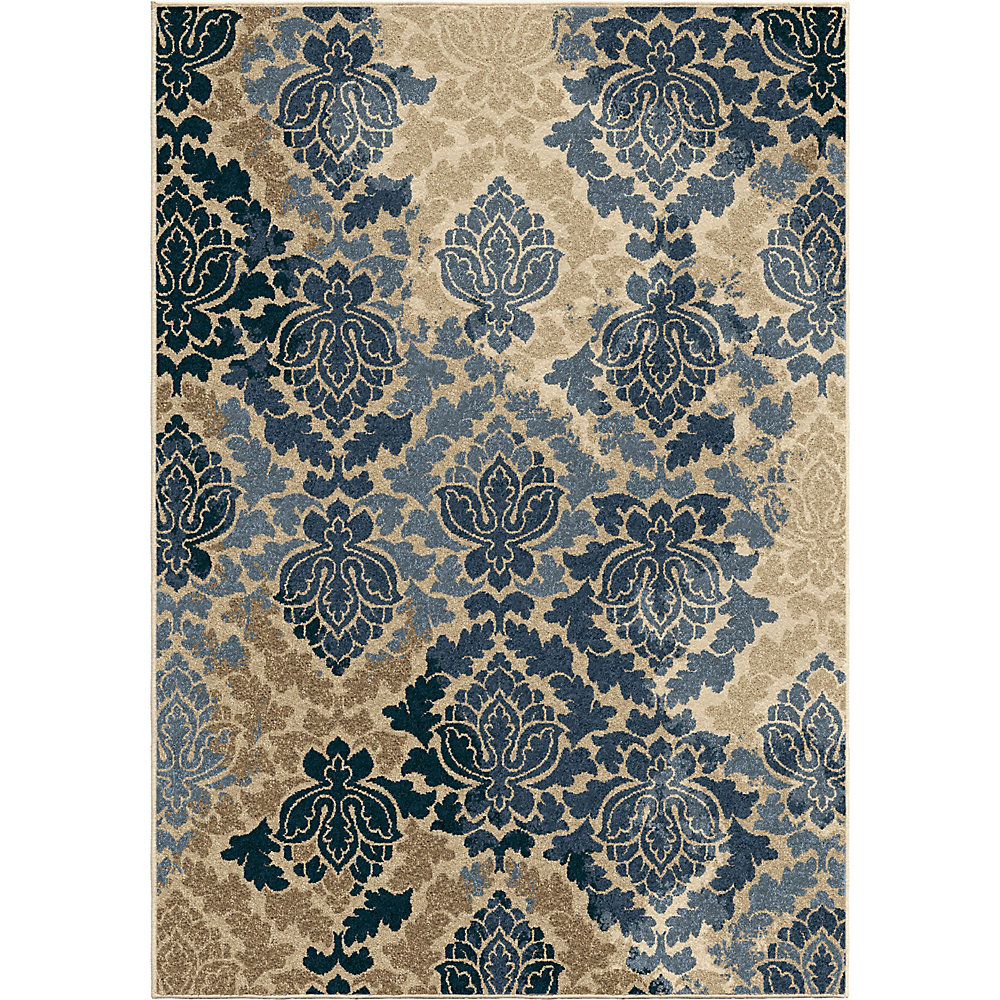 Allover Damask Liberty Blue 7 Ft 8 Inch X 10 Outdoor Area Rug