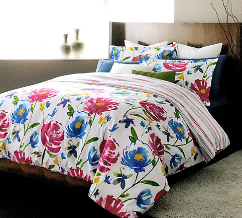 Lj Home Fashions Piccadilly Reversible Floral Stripe Duvet Cover