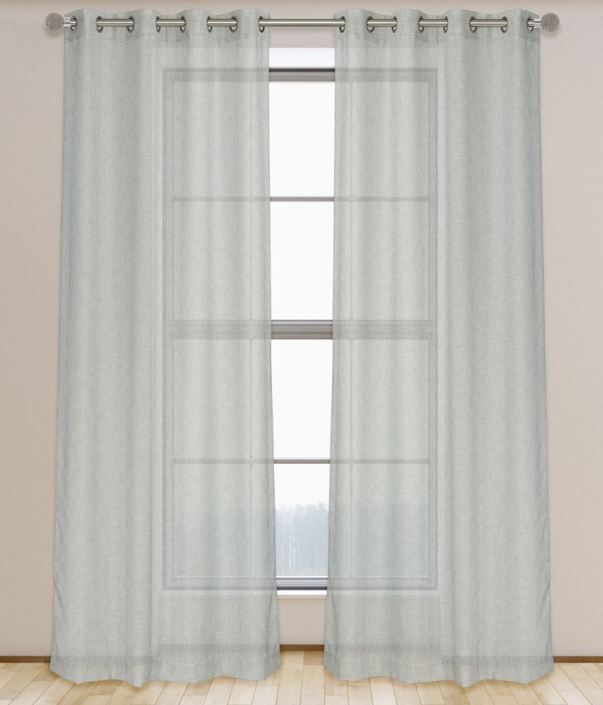 Lj Home Fashions Adele Striped Semi Sheer Grommet Curtain