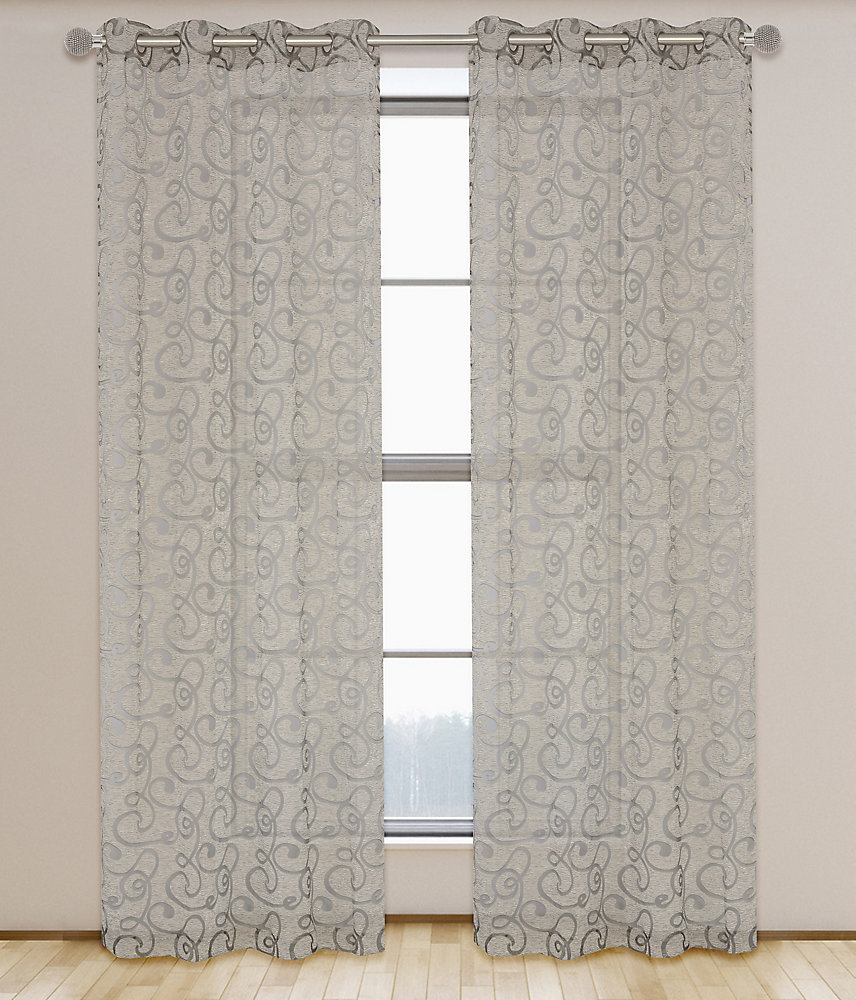 Lj Home Fashions Mystic Organza Scroll Burnout Grommet Curtain Lj Home Fashions Mystic Organza Scroll Burnout Grommet Curtain Panels 56 X 95 Inch Taupe Set Of 2