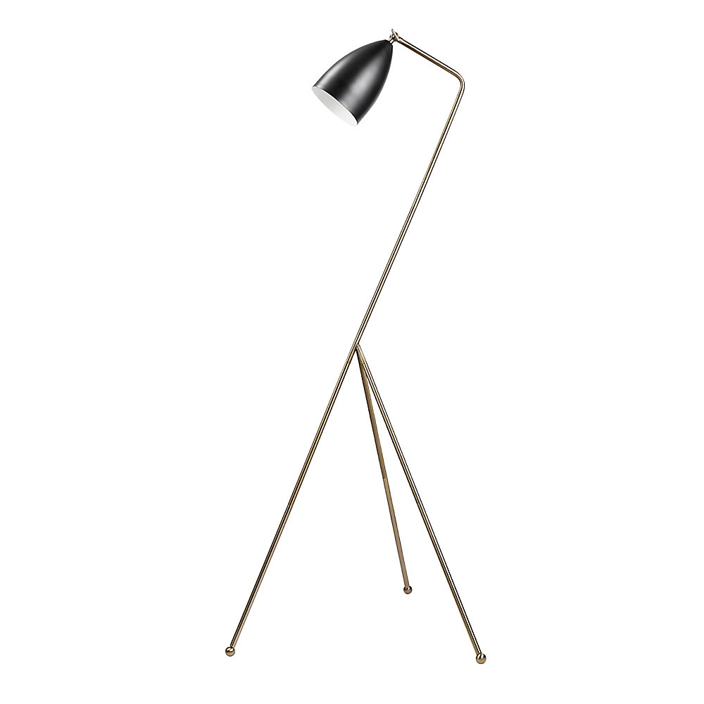 Zephyr 60 Inch Antique Brass Floor Lamp With Matte Black Accents