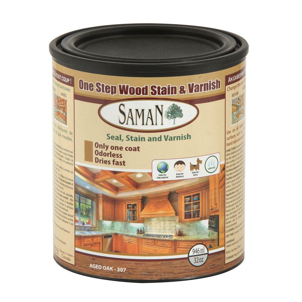 SamaN Seal, Stain and Varnish Aged Oak 946ml The Home Depot Canada