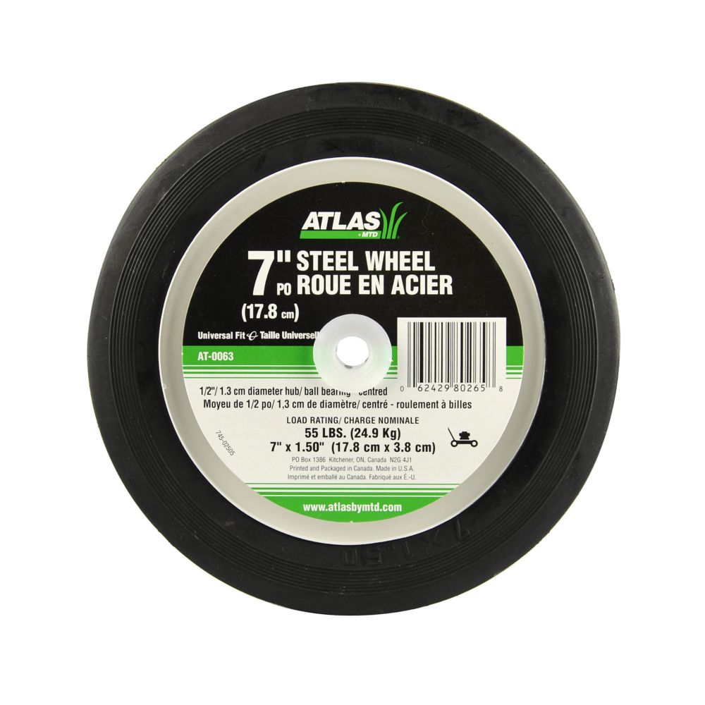 Replacement 7inch Steel Lawn Mower Wheel With Centered Ball Bearings