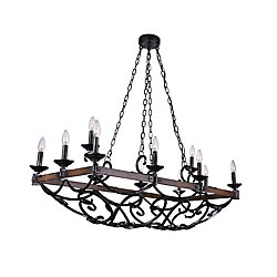 Morden 43 inch 12 Light Chandelier with Gun Metal Finish