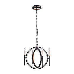 Aurea 22 inch 4 Light Chandelier with Golden Brown Finish