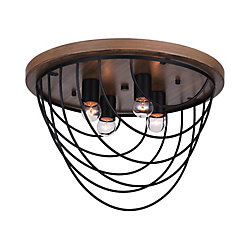 Gala 18 inch 4 Light Flush Mount with Black Finish