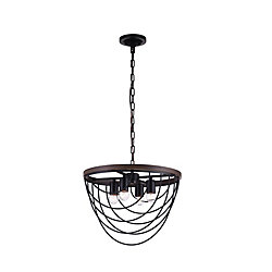 Gala 17 inch 4 Light Chandelier with Black Finish