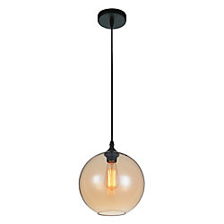 Glass 10 inch 1 Light Mini Pendant with Transparent Amber Shade