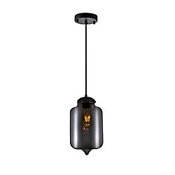 Glass 7 inch 1 Light Mini Pendant with Transparent Smoke Shade