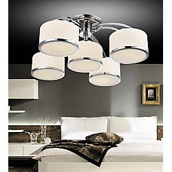 Frosted 30 inch 5 Light Flush Mount with Chrome Finish